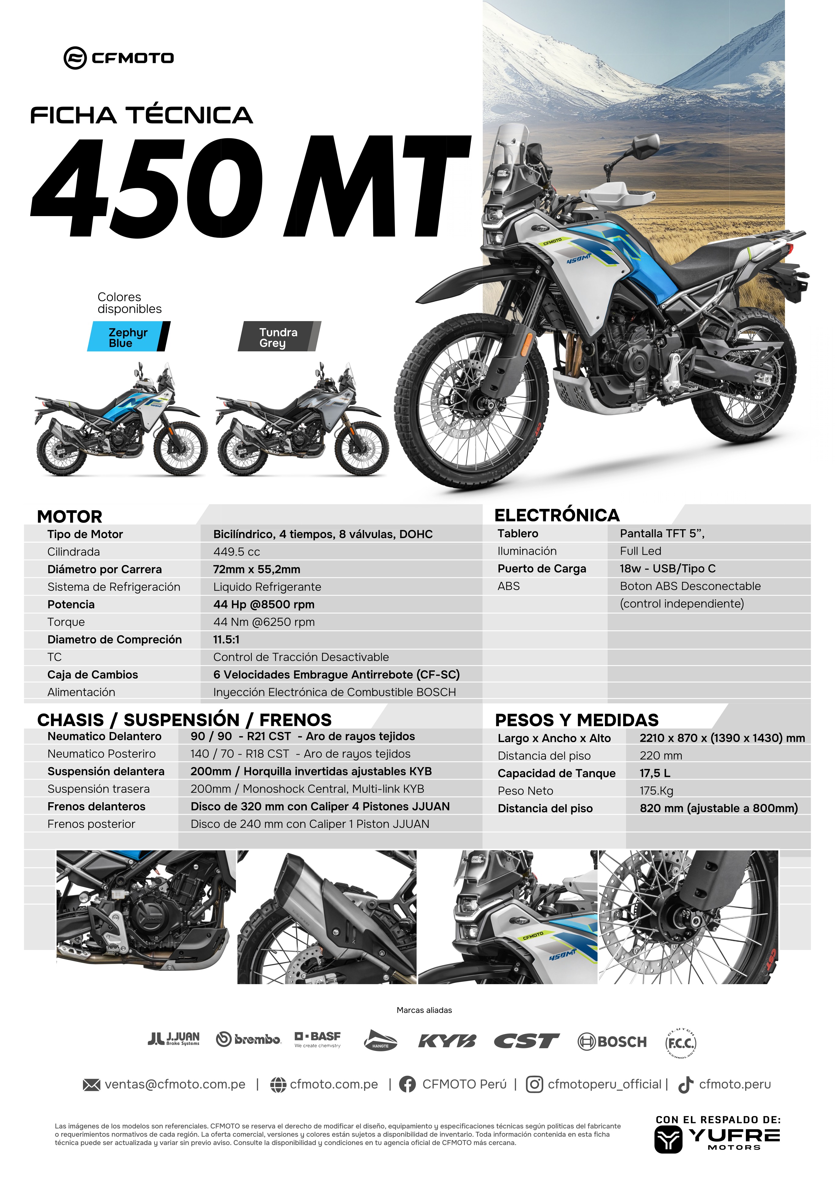 Ficha técnica CFMOTO 450MT 2026
